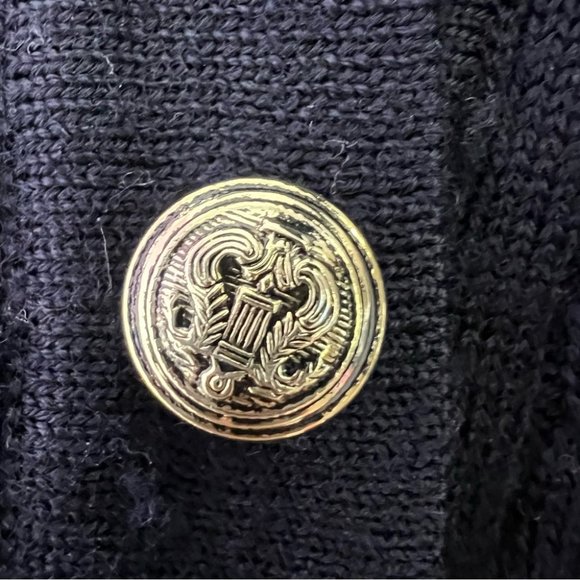 Tabi international navy blue cable knit sweater with gold luxury buttons shirt - Picture 3 of 5
